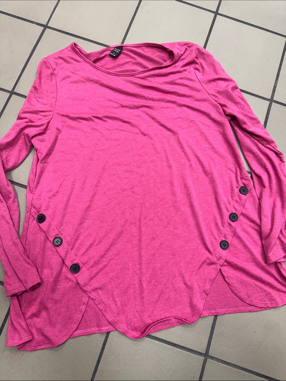 Women’s Long Sleeve Button-Detail Tunic Top - Pink